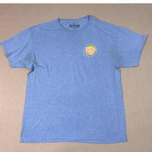 Sunshine Raised Beach Girl Flip Flops Graphic T-Shirt Blue Large